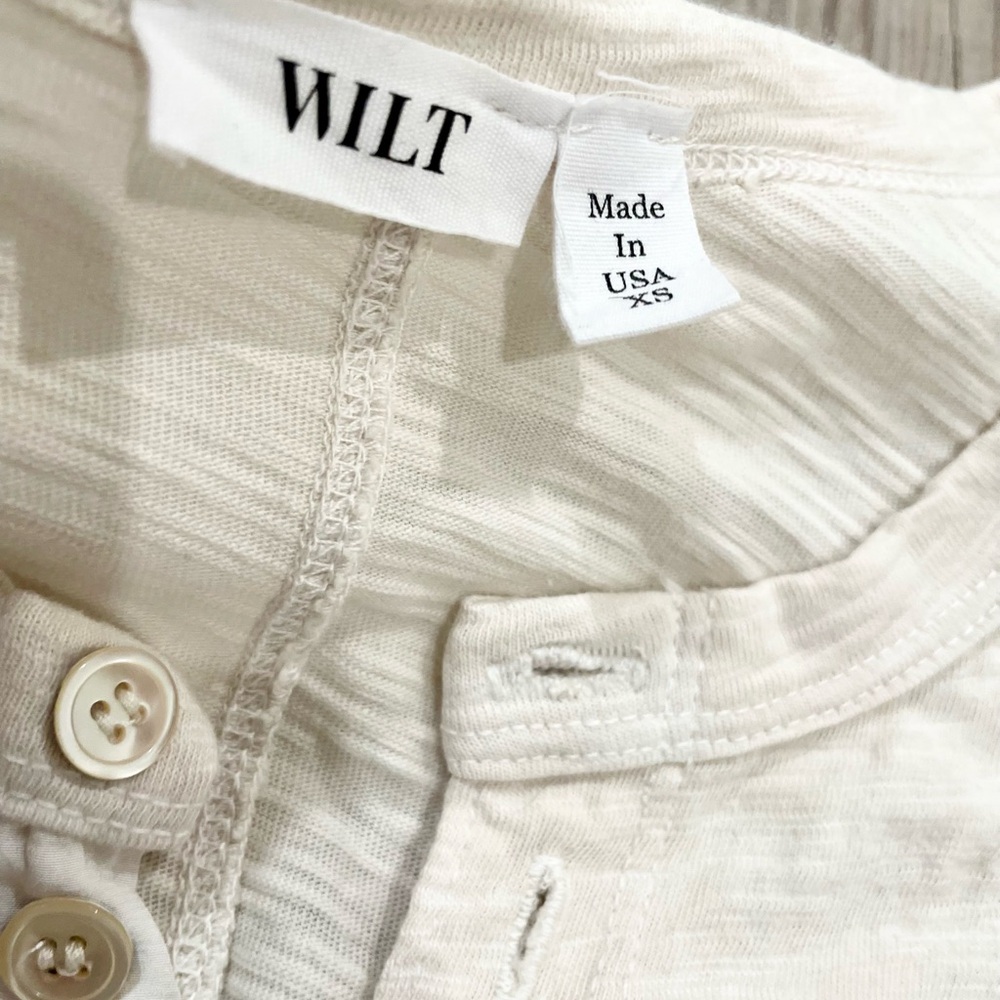 Wilt Women's Long Sleeve Cream Henley Top - Picture 7 of 7